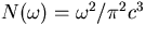 $N(\omega ) = \omega^2 / \pi^2 c^3$