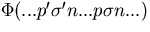 $\Phi (... p' \sigma' n ... p \sigma n ...)$