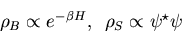 \begin{displaymath}
\rho_B \propto e^{-{\beta H}}, \, \, \, \rho_S \propto \psi^{\star} \psi \end{displaymath}