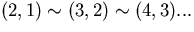 $(2,1) \sim (3,2) \sim (4,3) ... $